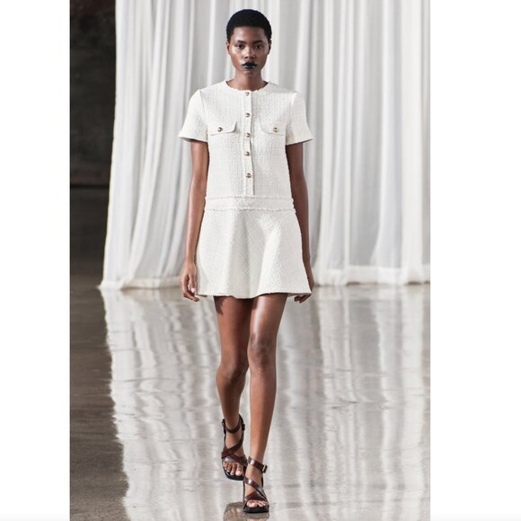 BLOGGER'S FAVE! Zara Chanel-like Tweed Mini Dress With Buttons Ecru NWT - Picture 13 of 16